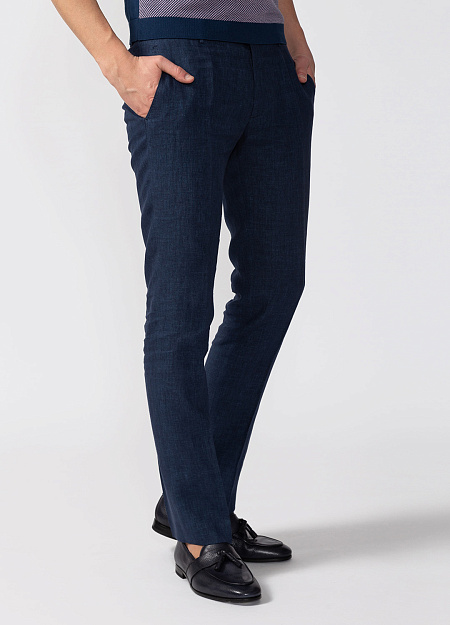 Мужские брендовые льняные брюки арт. LM104 NAVY Meucci (Италия) - фото. Цвет: Темно-синий. Купить в интернет-магазине https://shop.meucci.ru
