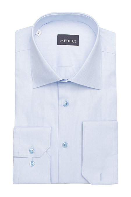 Модная мужская рубашка светло-голубая с универсальным рукавом арт. SL 902020 RA BAS 2191/182019 от Meucci (Италия) - фото. Цвет: Светло-голубой, микродизайн. Купить в интернет-магазине https://shop.meucci.ru

