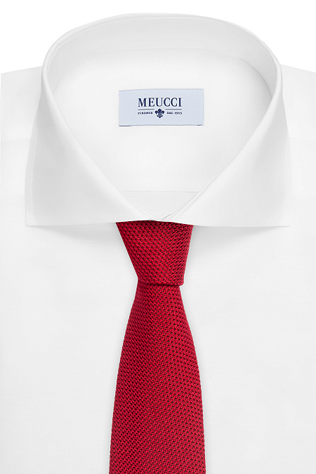 Галстук красного цвета из шелка для мужчин бренда Meucci (Италия), арт. 1207/6 - фото. Цвет: Красный. Купить в интернет-магазине https://shop.meucci.ru
