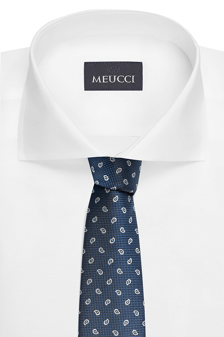 Темно-синий галстук с цветным орнаментом для мужчин бренда Meucci (Италия), арт. EKM212202-155 - фото. Цвет: Темно-синий, цветной орнамент. Купить в интернет-магазине https://shop.meucci.ru
