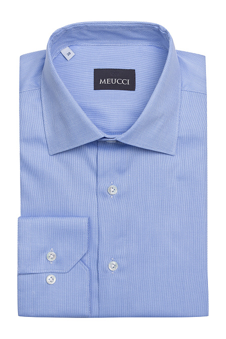 Модная мужская голубая рубашка с длинными рукавами арт. SL 90202 R BAS 2193/141744 от Meucci (Италия) - фото. Цвет: Голубой, микродизайн. Купить в интернет-магазине https://shop.meucci.ru

