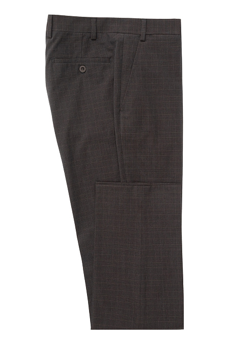 Мужские брендовые брюки коричневые в клетку из хлопка пима  арт. 1065/00525/002 Meucci (Италия) - фото. Цвет: Коричневый в клетку. Купить в интернет-магазине https://shop.meucci.ru
