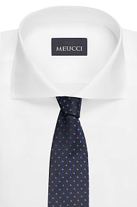 Шелковый галстук темно-синего цвета с орнаментом (EKM212202-58)