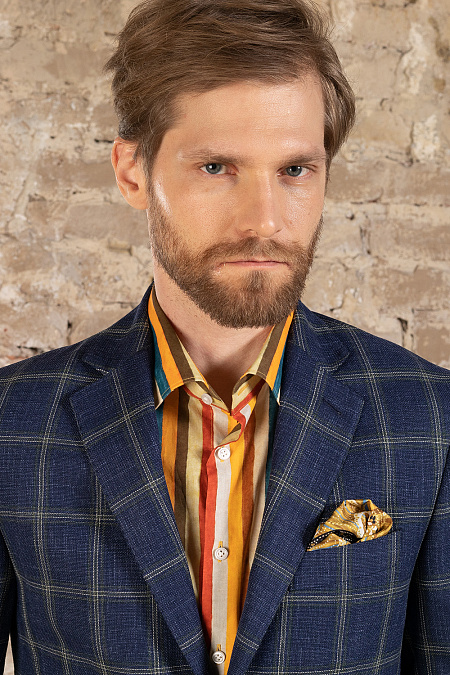 Модная мужская рубашка из хлопка с разноцветными полосами  арт. SL 902020 R 91AG/302119 от Meucci (Италия) - фото. Цвет: Разноцветные полосы. Купить в интернет-магазине https://shop.meucci.ru

