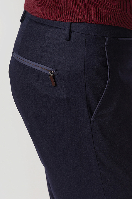 Мужские брендовые брюки арт. VB8996 NAVY Meucci (Италия) - фото. Цвет: Темно-синий, микродизайн. Купить в интернет-магазине https://shop.meucci.ru
