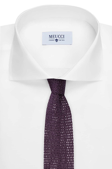 Вязаный фиолетовый галстук для мужчин бренда Meucci (Италия), арт. 1295/20 - фото. Цвет: Фиолетовый. Купить в интернет-магазине https://shop.meucci.ru
