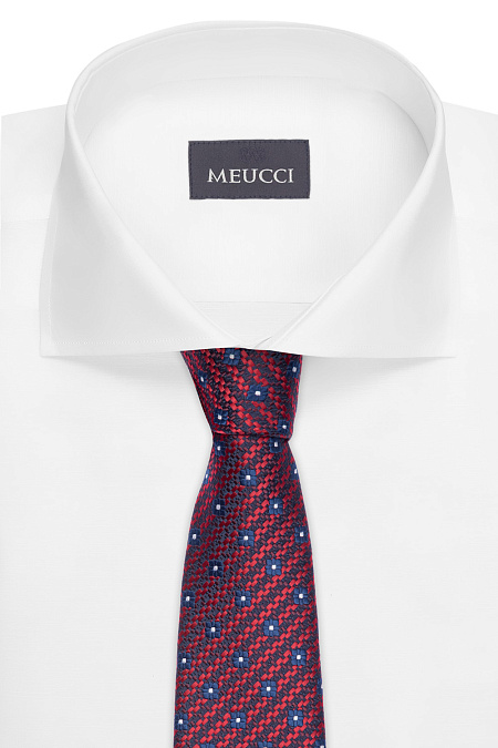 Бордовый галстук с орнаментом для мужчин бренда Meucci (Италия), арт. 03202006-38 - фото. Цвет: Бордовый с орнаментом. Купить в интернет-магазине https://shop.meucci.ru
