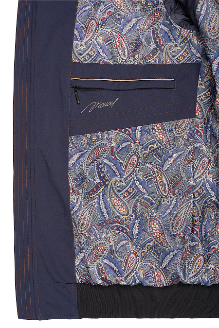 Куртка-бомбер на легком утеплителе темно-синяя для мужчин бренда Meucci (Италия), арт. 2350 - фото. Цвет: Темно-синий. Купить в интернет-магазине https://shop.meucci.ru
