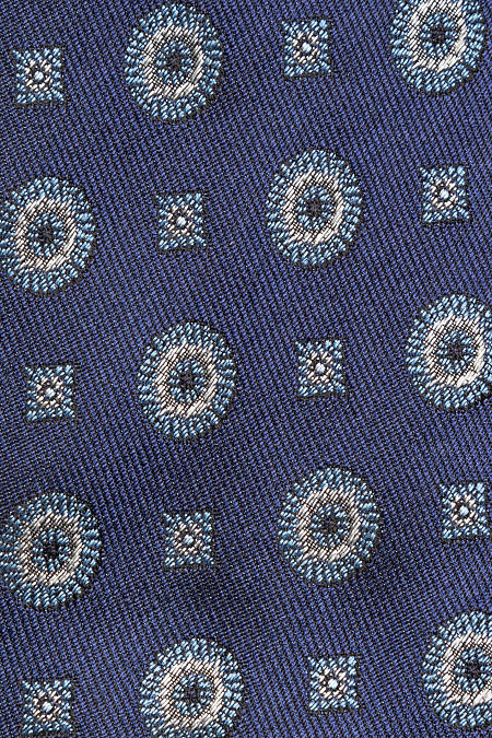 Темно-синий галстук из шелка с цветным орнаментом для мужчин бренда Meucci (Италия), арт. EKM212202-18 - фото. Цвет: Темно-синий, цветной орнамент. Купить в интернет-магазине https://shop.meucci.ru
