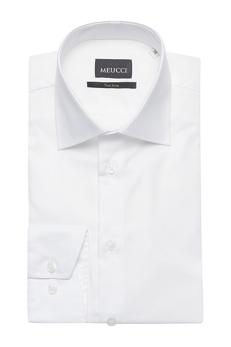 Модная мужская рубашка белого цвета с технологией non iron арт. SL 9020 RL BAS 0191/182050 от Meucci (Италия) - фото. Цвет: Белый. Купить в интернет-магазине https://shop.meucci.ru

