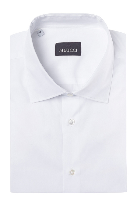Модная мужская рубашка белая с коротким рукавом арт. SL 90202 R BAS 0191/141935K от Meucci (Италия) - фото. Цвет: Белый, гладь. Купить в интернет-магазине https://shop.meucci.ru


