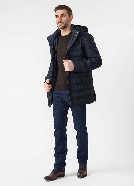 Утепленная стеганая куртка для мужчин бренда Meucci (Италия), арт. 8251 - фото. Цвет: Синий с орнаментом ёлочка. Купить в интернет-магазине https://shop.meucci.ru
