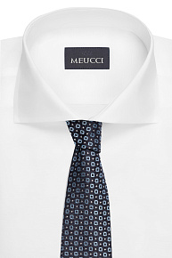 Темно-синий галстук из шелка с цветным орнаментом (EKM212202-22)