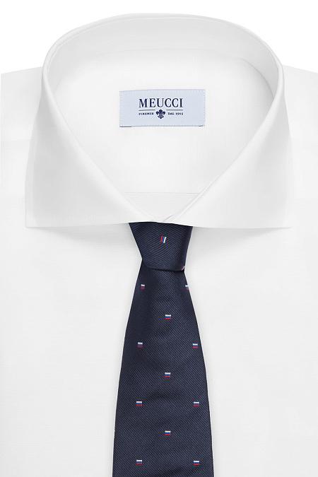 Галстук для мужчин бренда Meucci (Италия), арт. J1543/1 - фото. Цвет: Темно-синий. Купить в интернет-магазине https://shop.meucci.ru
