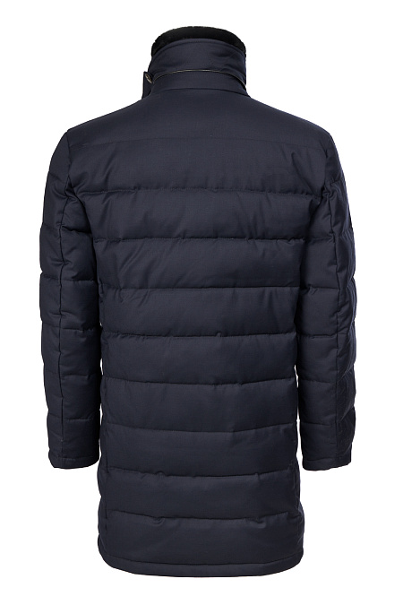 Пуховое пальто из шерсти Loro Piana  для мужчин бренда Meucci (Италия), арт. 9311 - фото. Цвет: Тёмно-синий. Купить в интернет-магазине https://shop.meucci.ru
