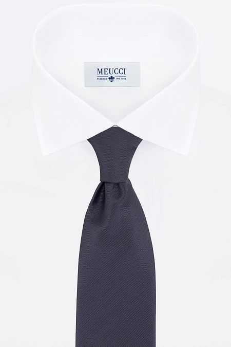 Темно-синий галстук с микродизайном для мужчин бренда Meucci (Италия), арт. 7077/2 - фото. Цвет: Черный, микродизайн. Купить в интернет-магазине https://shop.meucci.ru
