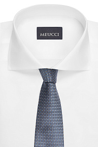 Темно-синий галстук из шелка с мелким цветным орнаментом (EKM212202-60)