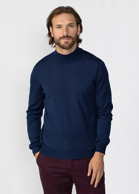 Джемпер тёмно-синего цвета из шерсти  для мужчин бренда Meucci (Италия), арт. 410LC20/56290 - фото. Цвет: Тёмно-синий. Купить в интернет-магазине https://shop.meucci.ru
