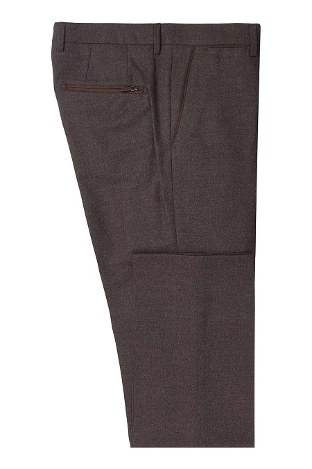 Мужские брендовые коричневые брюки из шерсти арт. 7WA379.001 BROWN/2 Meucci (Италия) - фото. Цвет: Коричневый. Купить в интернет-магазине https://shop.meucci.ru
