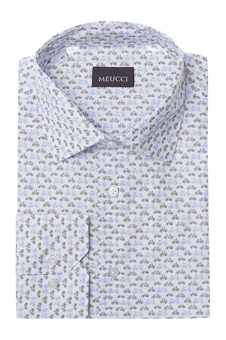 Модная мужская рубашка арт. SL 90202 R PAT 9191/141908 от Meucci (Италия) - фото. Цвет: Белый с цветным принтом. Купить в интернет-магазине https://shop.meucci.ru

