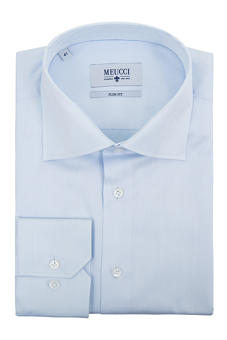 Модная мужская классическая голубая рубашка арт. SL 9202302 R 12172/151333 от Meucci (Италия) - фото. Цвет: Голубой. Купить в интернет-магазине https://shop.meucci.ru

