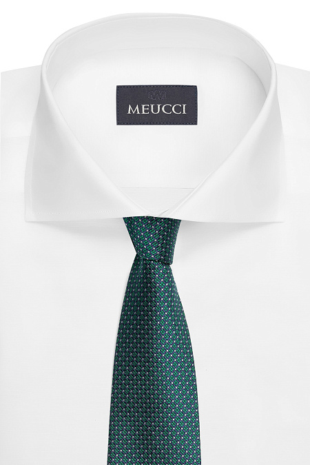 Шелковый галстук с мелким цветным орнаментом для мужчин бренда Meucci (Италия), арт. EKM212202-53 - фото. Цвет: Темно-синий, зеленый, серый. Купить в интернет-магазине https://shop.meucci.ru
