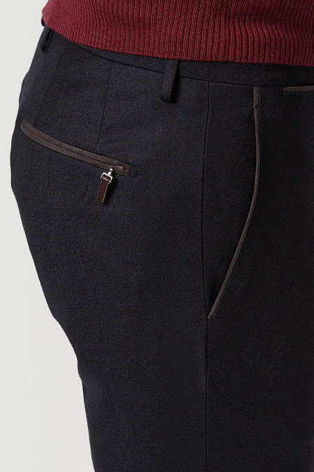 Мужские брендовые классические брюки арт. RD5470 NAVY Meucci (Италия) - фото. Цвет: Темно-синий. Купить в интернет-магазине https://shop.meucci.ru
