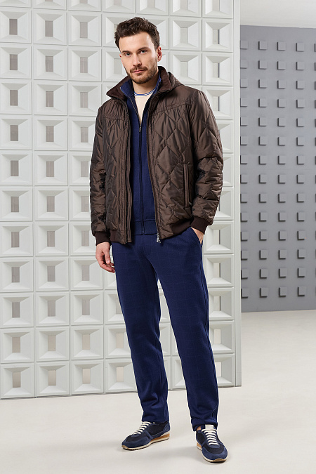 Спортивный трикотажный костюм в крупную клетку синего цвета  для мужчин бренда Meucci (Италия), арт. SPS 10026 Dk.NAVY - фото. Цвет: Синий. Купить в интернет-магазине https://shop.meucci.ru
