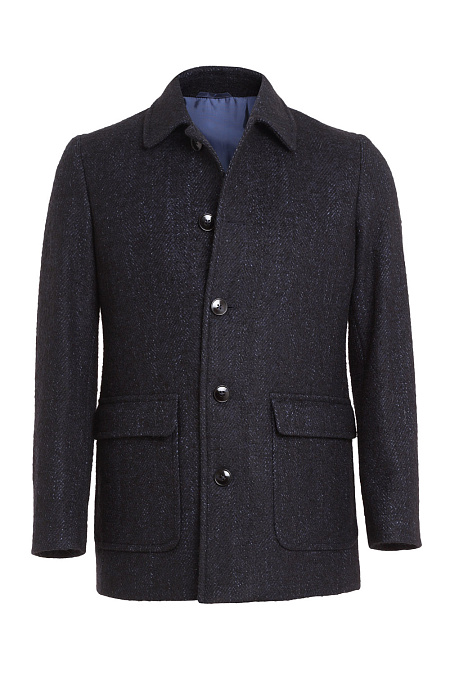 Пальто для мужчин бренда Meucci (Италия), арт. MI 5582081/4047 - фото. Цвет: Темно-синий рисунок ёлочка. Купить в интернет-магазине https://shop.meucci.ru
