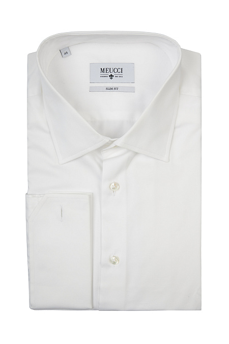 Модная мужская сорочка под запонки белого цвета  арт. SL 90204R 10151/14899Z от Meucci (Италия) - фото. Цвет: Белый. Купить в интернет-магазине https://shop.meucci.ru

