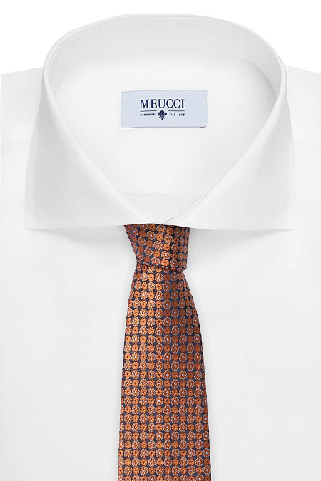 Галстук бронзового цвета с мелким узором для мужчин бренда Meucci (Италия), арт. 8312/2 - фото. Цвет: Коричневый. Купить в интернет-магазине https://shop.meucci.ru
