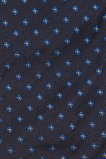 Шелковый галстук темно-синего цвета с орнаментом для мужчин бренда Meucci (Италия), арт. EKM212202-58 - фото. Цвет: Темно-синий, цветной орнамент. Купить в интернет-магазине https://shop.meucci.ru
