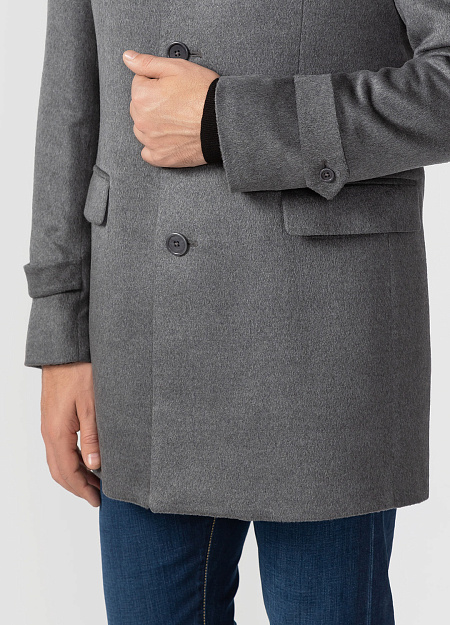 Шелковое пальто для мужчин бренда Meucci (Италия), арт. R 2134/14 - фото. Цвет: Серый. Купить в интернет-магазине https://shop.meucci.ru
