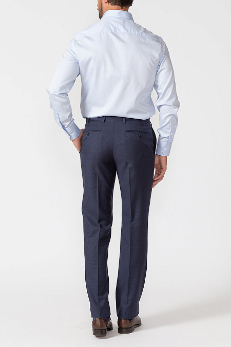 Мужские брендовые темно-синие классические брюки в клетку арт. MI 30061/3141 Meucci (Италия) - фото. Цвет: Темно-синий, в клетку. Купить в интернет-магазине https://shop.meucci.ru

