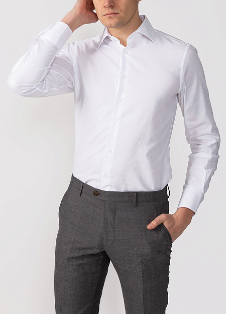 Модная мужская белая классическая рубашка арт. SL 90202 R BAS0193/141712 от Meucci (Италия) - фото. Цвет: Белый с микродизайном. Купить в интернет-магазине https://shop.meucci.ru

