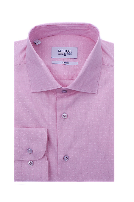 Модная мужская приталенная рубашка из хлопка арт. SL 91603 R 13162/141203 от Meucci (Италия) - фото. Цвет: Розовый. Купить в интернет-магазине https://shop.meucci.ru

