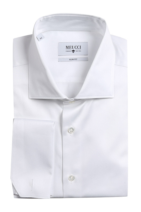 Модная мужская рубашка под запонки арт. SL 92604R 10152/14995Z под запонки от Meucci (Италия) - фото. Цвет: Белый. Купить в интернет-магазине https://shop.meucci.ru
