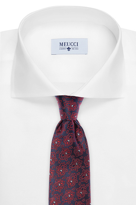 Синий галстук с принтом для мужчин бренда Meucci (Италия), арт. 8269/2 - фото. Цвет: Синий с принтом. Купить в интернет-магазине https://shop.meucci.ru
