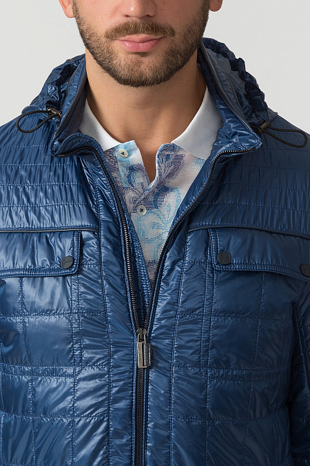 Утепленная стеганая короткая куртка для мужчин бренда Meucci (Италия), арт. 1457/2 - фото. Цвет: Ярко-синий. Купить в интернет-магазине https://shop.meucci.ru
