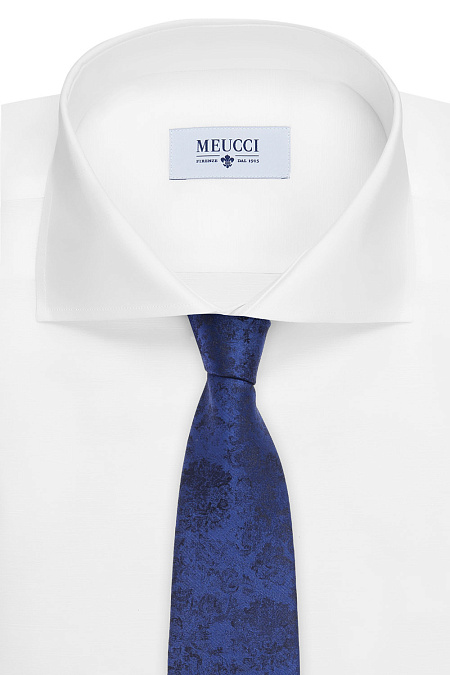 Синий галстук с принтом для мужчин бренда Meucci (Италия), арт. 36333/2 - фото. Цвет: Темно-синий. Купить в интернет-магазине https://shop.meucci.ru
