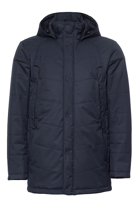 Утепленная куртка средней длины с капюшоном  для мужчин бренда Meucci (Италия), арт. 5616 - фото. Цвет: Темно-синий. Купить в интернет-магазине https://shop.meucci.ru
