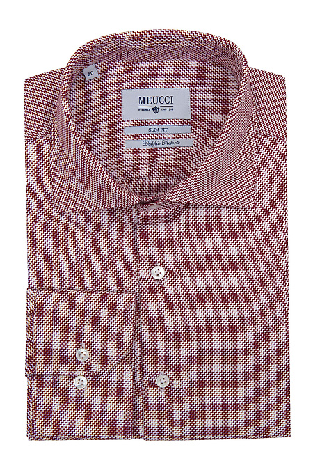 Модная мужская рубашка арт. SL 90102 R 25171/141293 от Meucci (Италия) - фото. Цвет: Красный. Купить в интернет-магазине https://shop.meucci.ru

