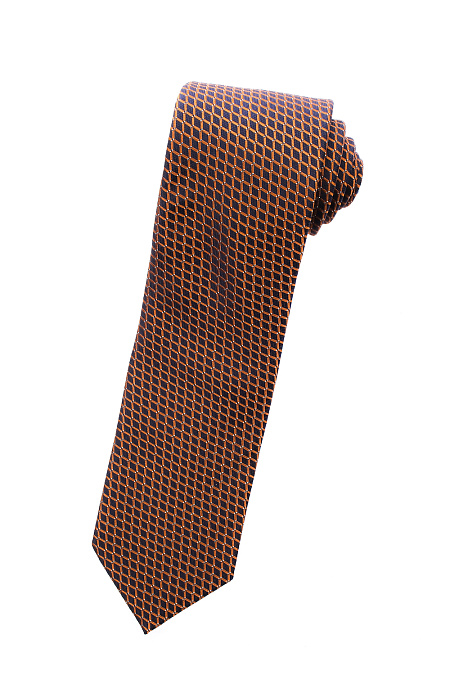 Черно-оранжевый галстук с орнаментом для мужчин бренда Meucci (Италия), арт. 8255/1 - фото. Цвет: Черный/оранжевый. Купить в интернет-магазине https://shop.meucci.ru
