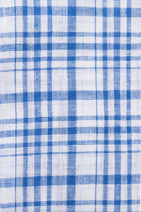 Модная мужская рубашка из смеси льна и хлопка в синюю клетку  арт. SL 902020 R 91CN/302113 от Meucci (Италия) - фото. Цвет: Сине-белая клетка. Купить в интернет-магазине https://shop.meucci.ru

