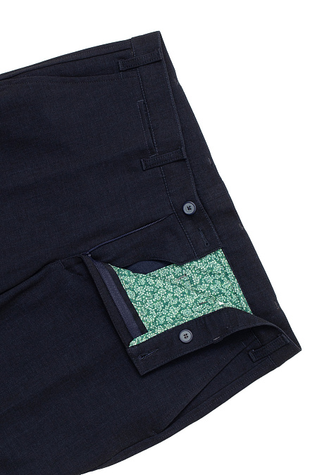Мужские брендовые брюки тёмно-синего цвета  арт. 1350/02470/413 Meucci (Италия) - фото. Цвет: Тёмно-синий. Купить в интернет-магазине https://shop.meucci.ru

