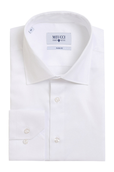 Модная мужская белая хлопковая рубашка арт. SL 90214 RL 10171/141520 от Meucci (Италия) - фото. Цвет: Белый.

