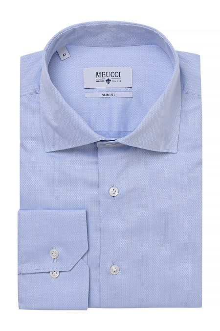 Модная мужская голубая классическая рубашка арт. SL 90102 R 12172/141334 от Meucci (Италия) - фото. Цвет: Голубой. Купить в интернет-магазине https://shop.meucci.ru

