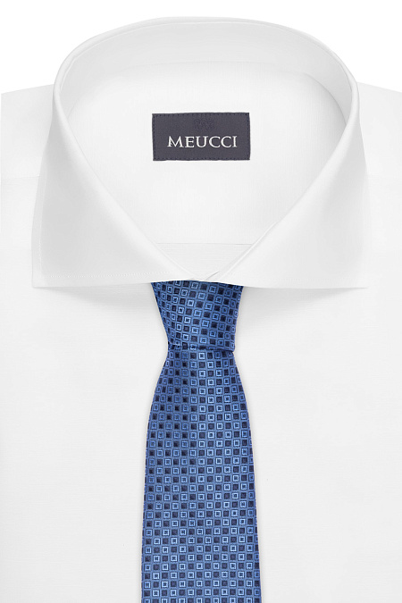 Галстук синий с орнаментом для мужчин бренда Meucci (Италия), арт. 03202006-46 - фото. Цвет: Синий с орнаментом. Купить в интернет-магазине https://shop.meucci.ru
