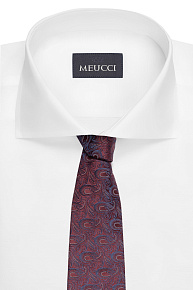 Бордовый галстук из шелка с узором пейсли (EKM212202-27)