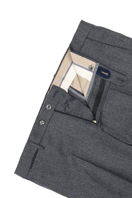 Мужские брендовые брюки серого цвета из шерсти  арт. RD5470 DKGREY Meucci (Италия) - фото. Цвет: Серый. Купить в интернет-магазине https://shop.meucci.ru
